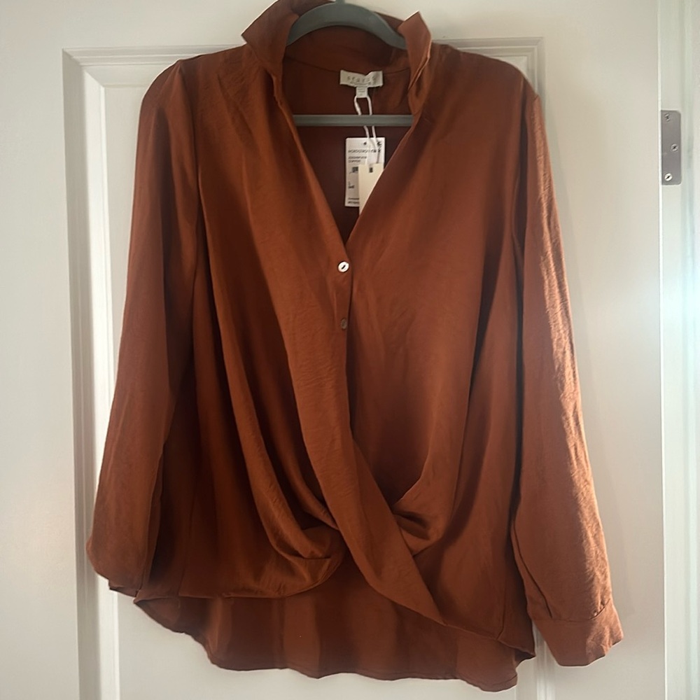 New burnt orange crossover blouse